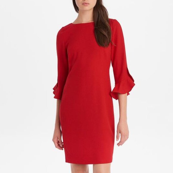 karl lagerfeld paris tulip bell sleeve crepe dress